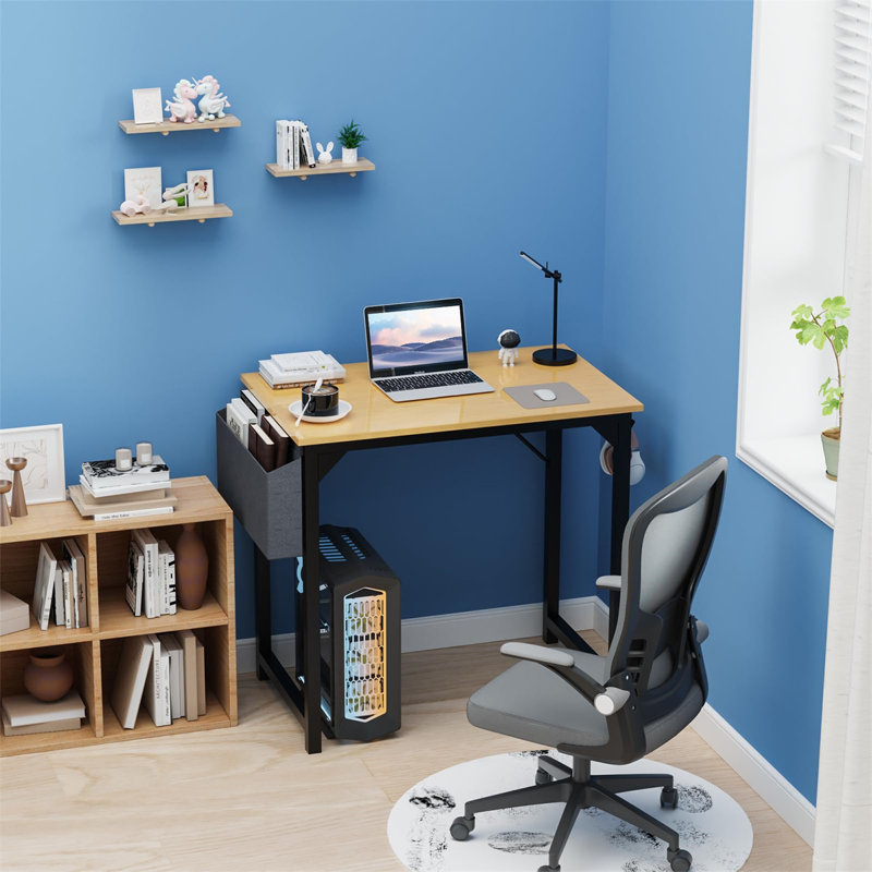 Bureau d'écriture Toygar, H 29,68 po x l 30,98 po x P 19,61 po, Teck / Noir