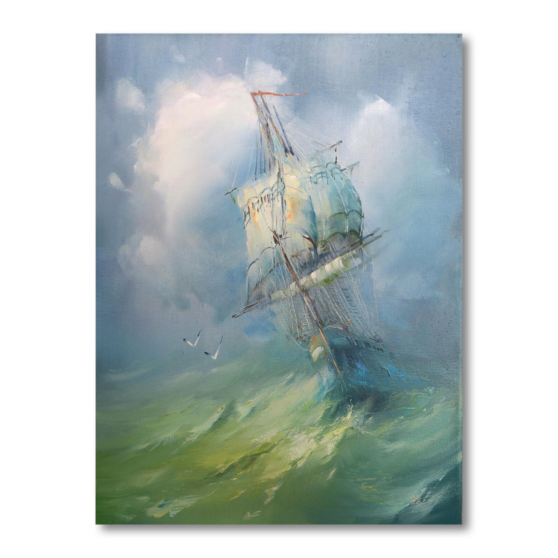 Voile de voilier classique - reproduction d'art nautique et côtier, L 34 po x H 44 po, Toile tendue