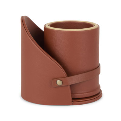 Porte-stylo en cuir cognac