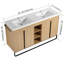 Meuble-lavabo autoportant de 60 po avec double lavabo en résine, porte à fermeture en douceur 4 et support de rangement à 3 ouvertures