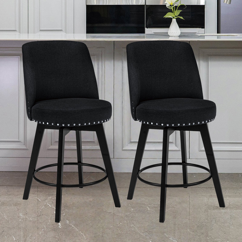 Gardnertown Swivel Upholstered Counter Stool, Beige