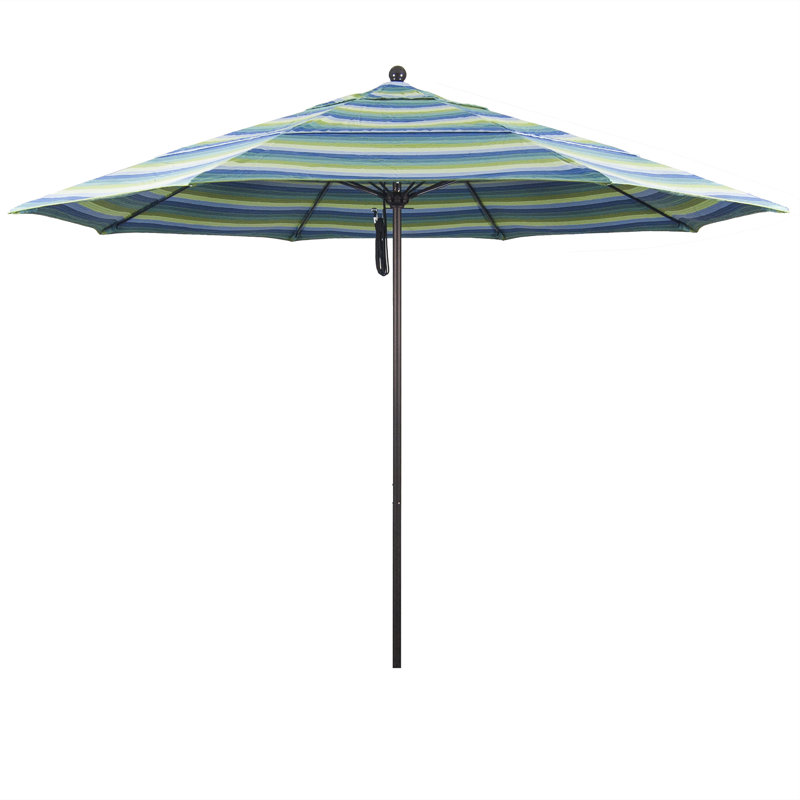 Parasol de marché 11 pi Silva, Bronze, Sunbrella® bord de mer Séville rayé