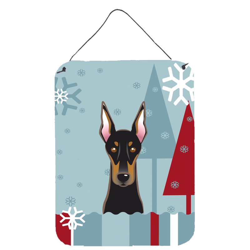 « winter », impression sur plaque, H 8 po x l 12 po, Doberman