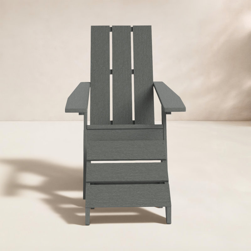 Chaise Adirondack en plastique avec repose-pieds Byrnes, Gris