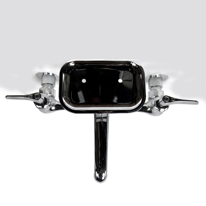 8 Inch Spread Wall Mount Faucet with Soap Dish, Chrome