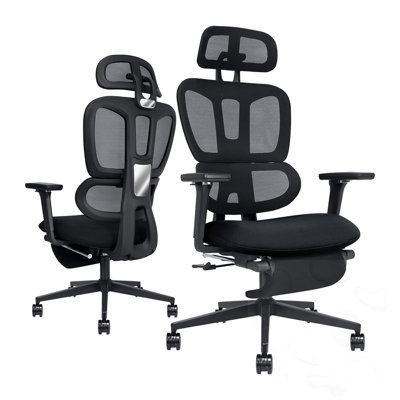 Chaise d'ordinateur pivotante à 360 ° avec dossier haut, repose-pieds et accoudoirs
