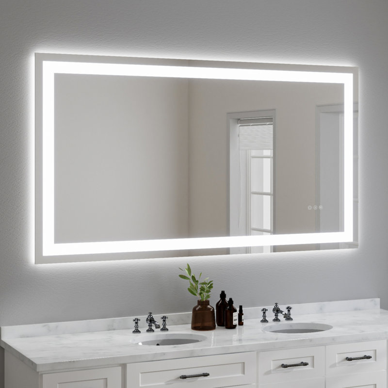 Frameless LED Mirror With Light Stripsfront And Back Lighting, 30" x 55"