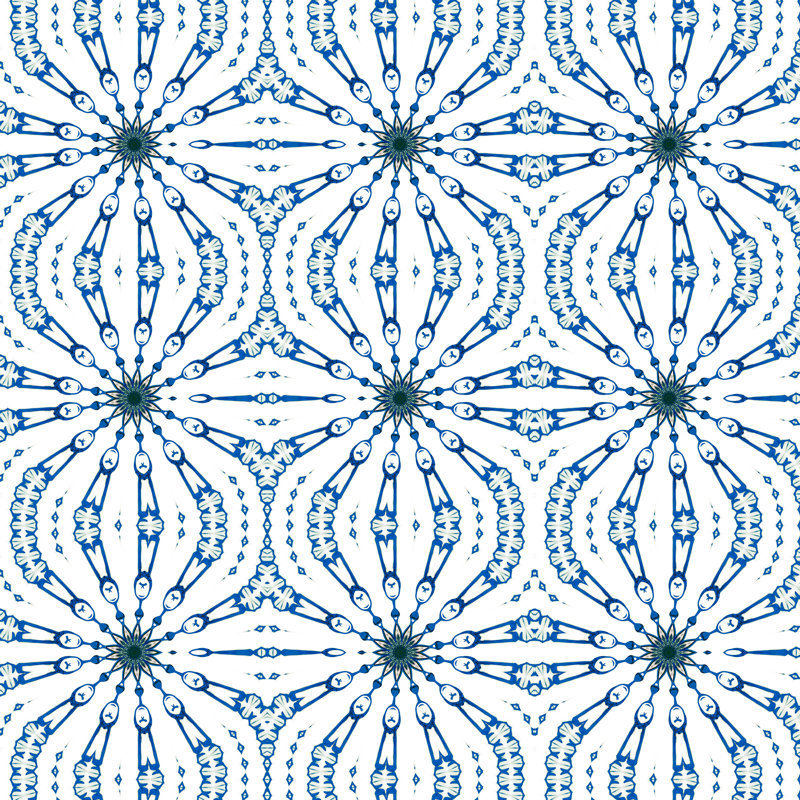 Fern | Organic Arabesque Wallpaper , Blue/White