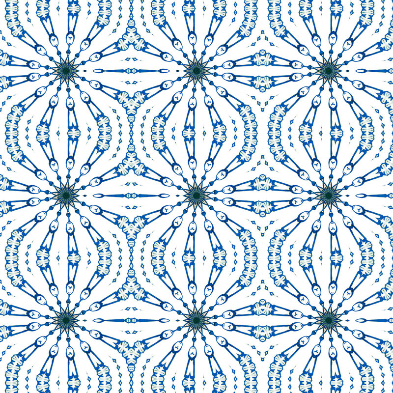 Fern | Organic Arabesque Wallpaper Double Roll, Blue/White