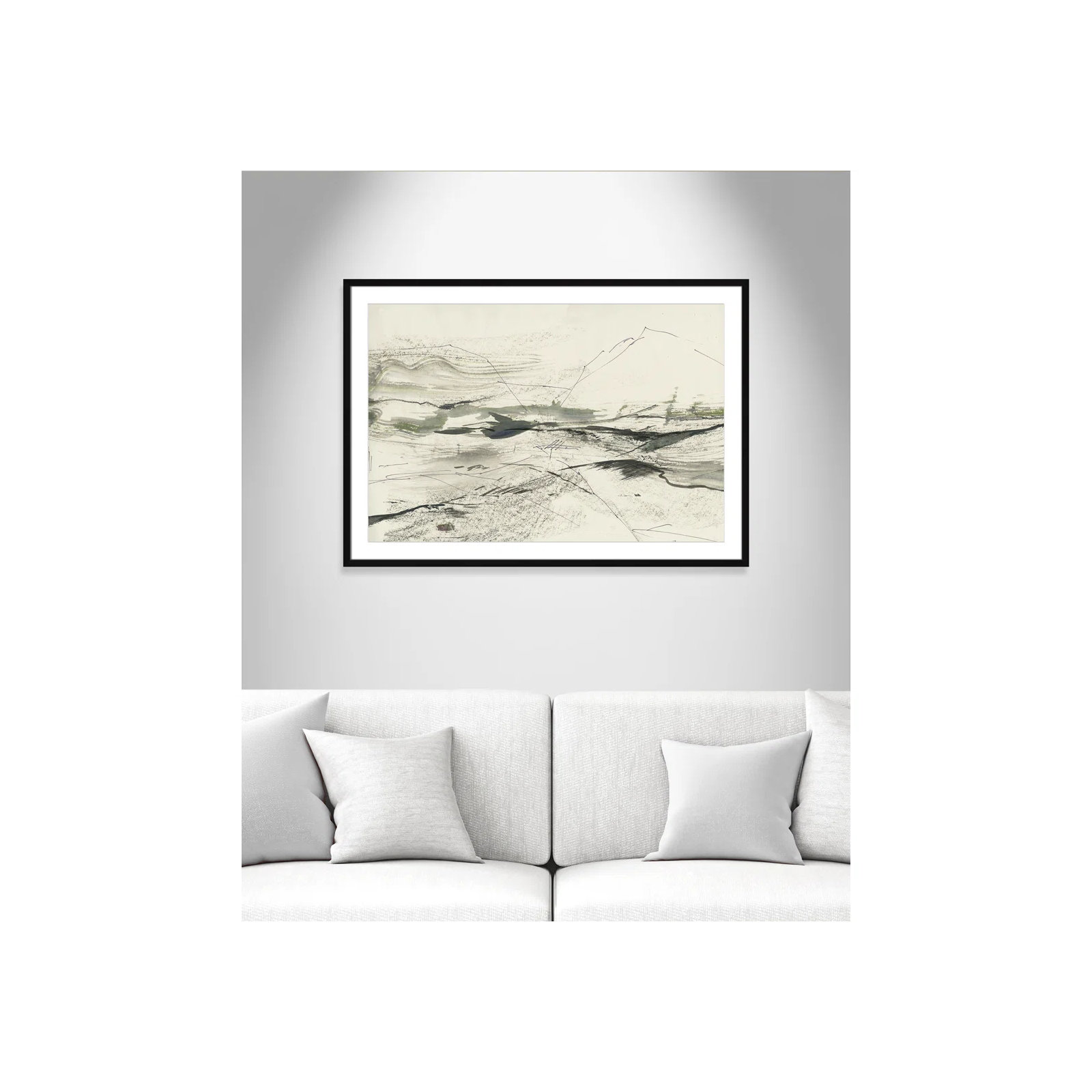 Green Sketches by PI Studio, White, Black Box Picture Framed, 29.5" H x 41.5" W x 1.25" D