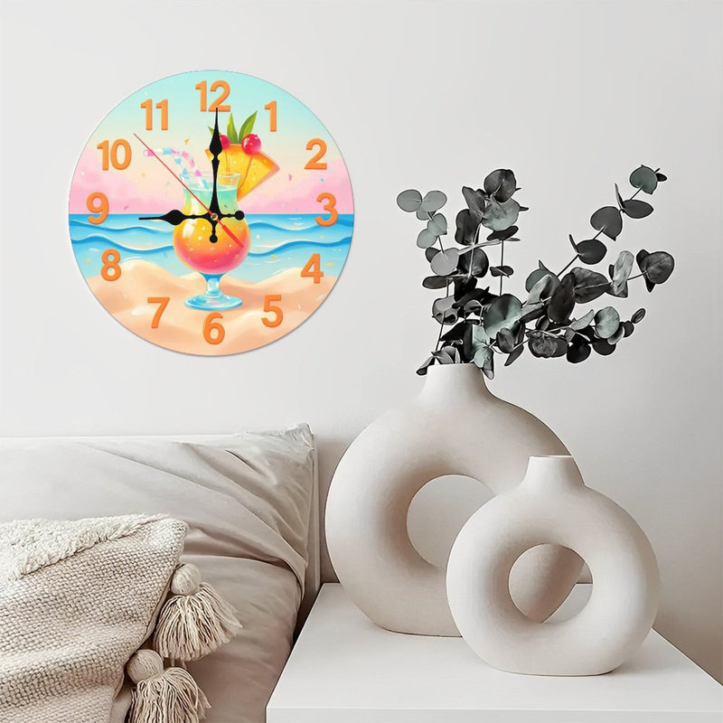Décoration murale horloge cocktail Summer Beach
