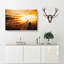 Docked Boat During An Orange Sunset Painting - Wrapped Canvas-56656098