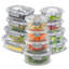JoyJolt Fluted Glass Food Storage Containers with Leakproof Lids, Set of 12-93241398
