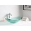 Lavabo de salle de bain vasque ovale en verre trempé vert lustré Tale