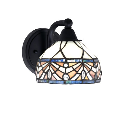 Paramount Wall Sconce Shown In Matte Black Finish With 7" Royal Merlot Art Glass