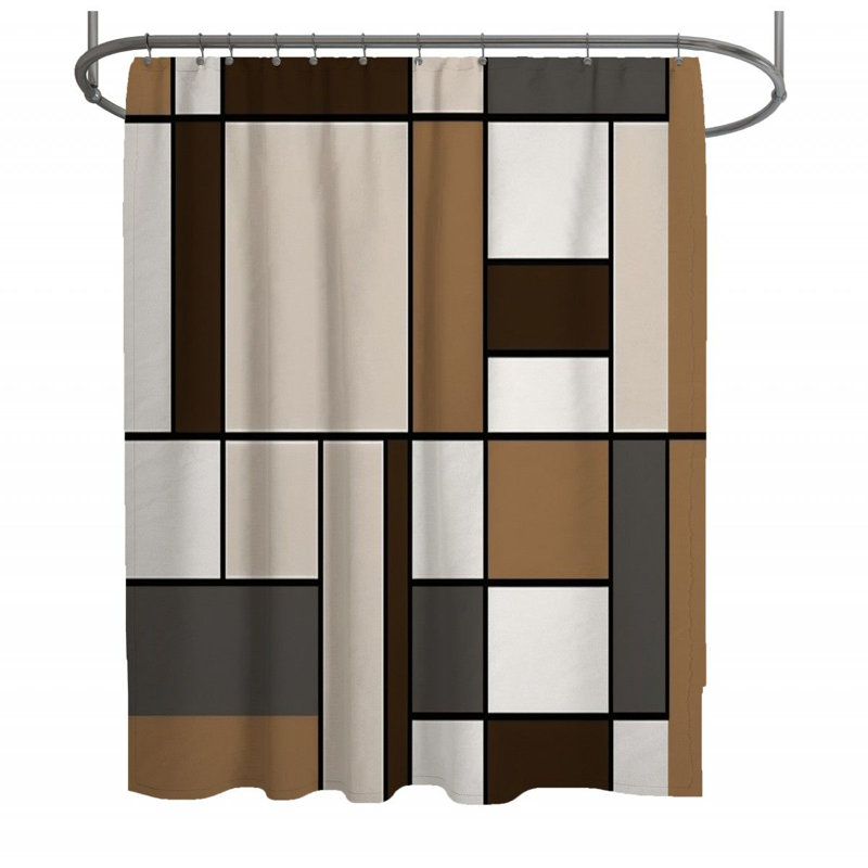 Rideau de douche Ramaz, H 83 po x l 70 po, Beige / brun