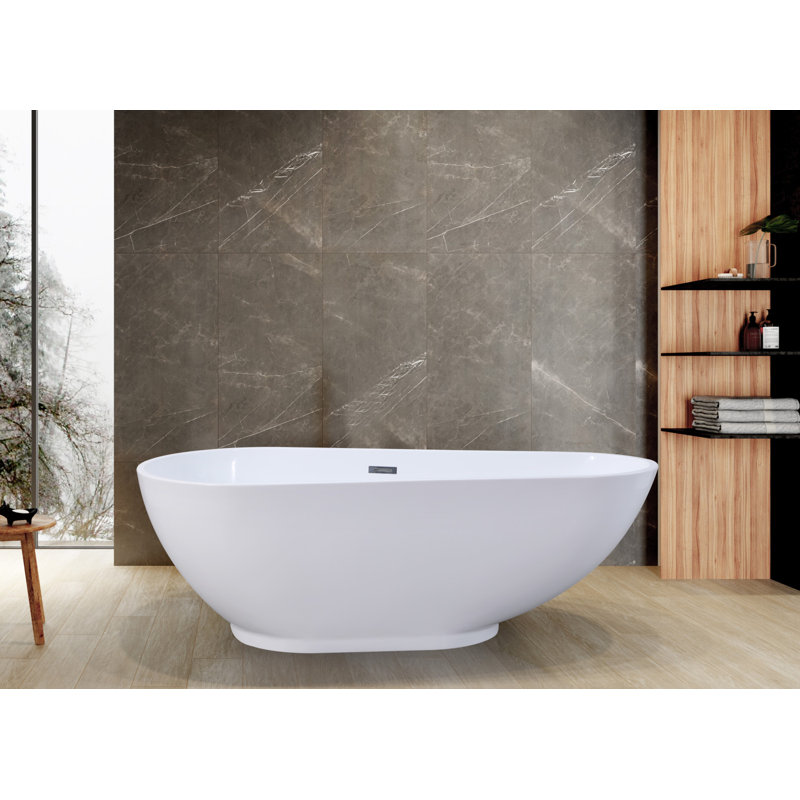 Baignoire de trempage en acrylique autoportante L 69 po x l 32 po Aqua Eden