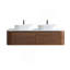 Meuble-lavabo Erba de 60 pouces avec lavabo, armoire murale avec porte-serviettes offert, double lavabo ovale en céramique à rayures, sans bonde ni robinet, préassemblé-746688434-746688435