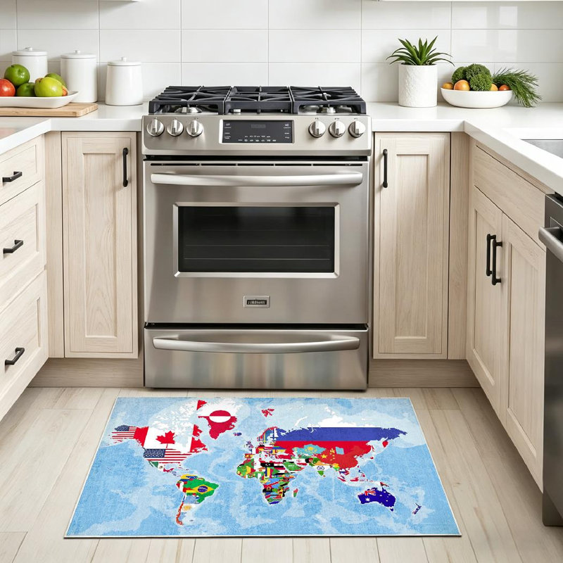 Tapis d'intérieur transparent avec drapeau de la carte du monde et drapeaux de pays lavable à la machine