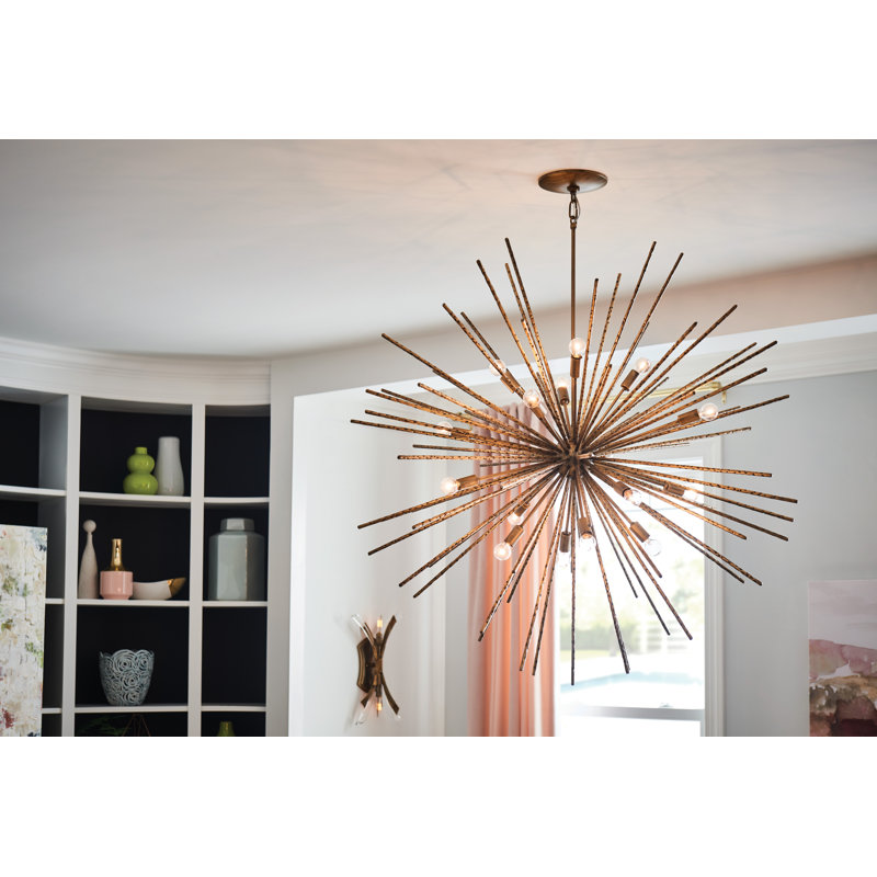 Lustre sphérique spoutnik 16 lumières Tryst, Or bruni