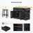 48Inch Kitchen Island With 2 Bar Stools, Power Outlet, Internal Storage Rack, Kitchen Storage Cart On 5 Wheels With Drop Leaf, 5 Open Side Racks, Drawers-1501855387