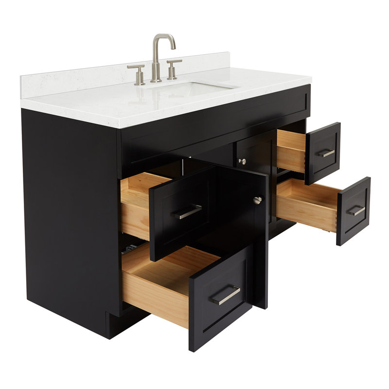 Hamlet 60.25'' Bathroom Vanity with Carrara Quartz Top, Black