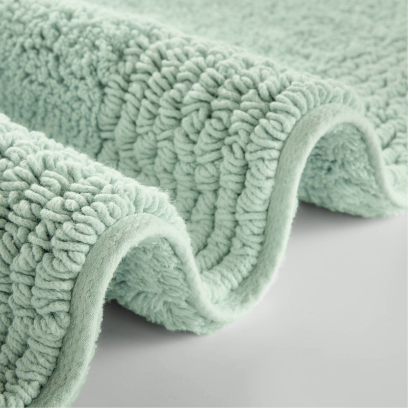 20X30" 100% Cotton 3000 Gsm Medium Pile 0.5" Reversible Heavyweight Bath Rug Non - Slip, Green, Single - 29.67" L x 19.53" W