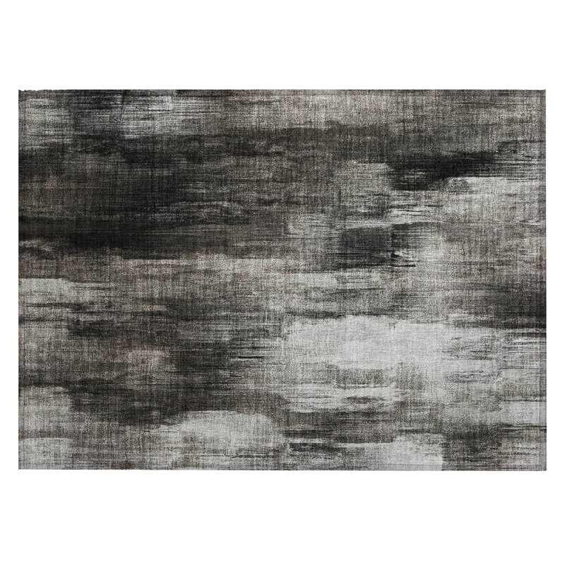 Tapis extérieur antidérapant lavable gris et noir 2 pi x 3 pi