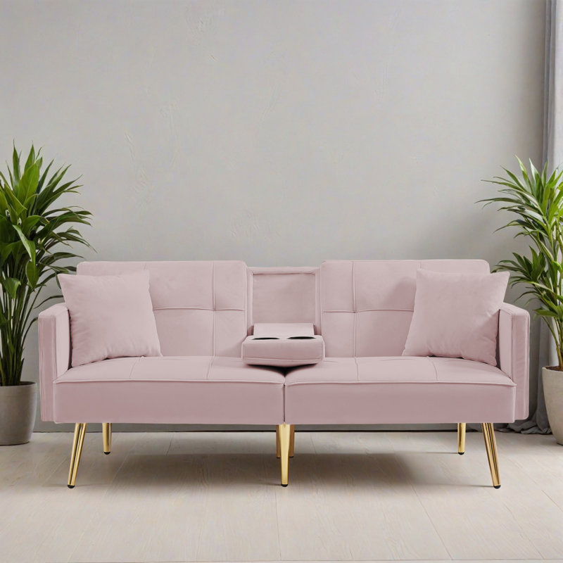 Canapé-lit inclinable convertible de 69,22 po de largeur, Rose