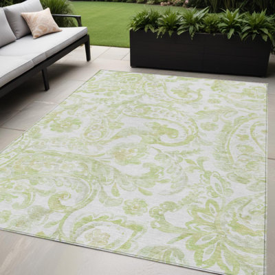 Tapis intérieur lavable à motif cachemire ivoire 5 pi x 8 pi