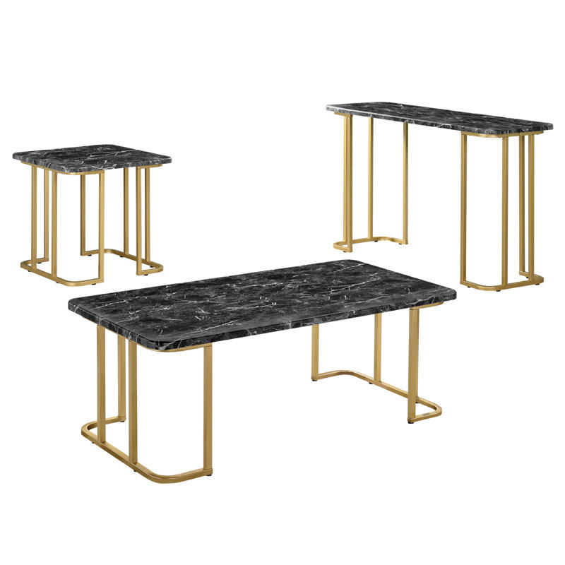 Ensemble de tables basses Reynalda, 3 pièces: table basse, table de bout, table de ca