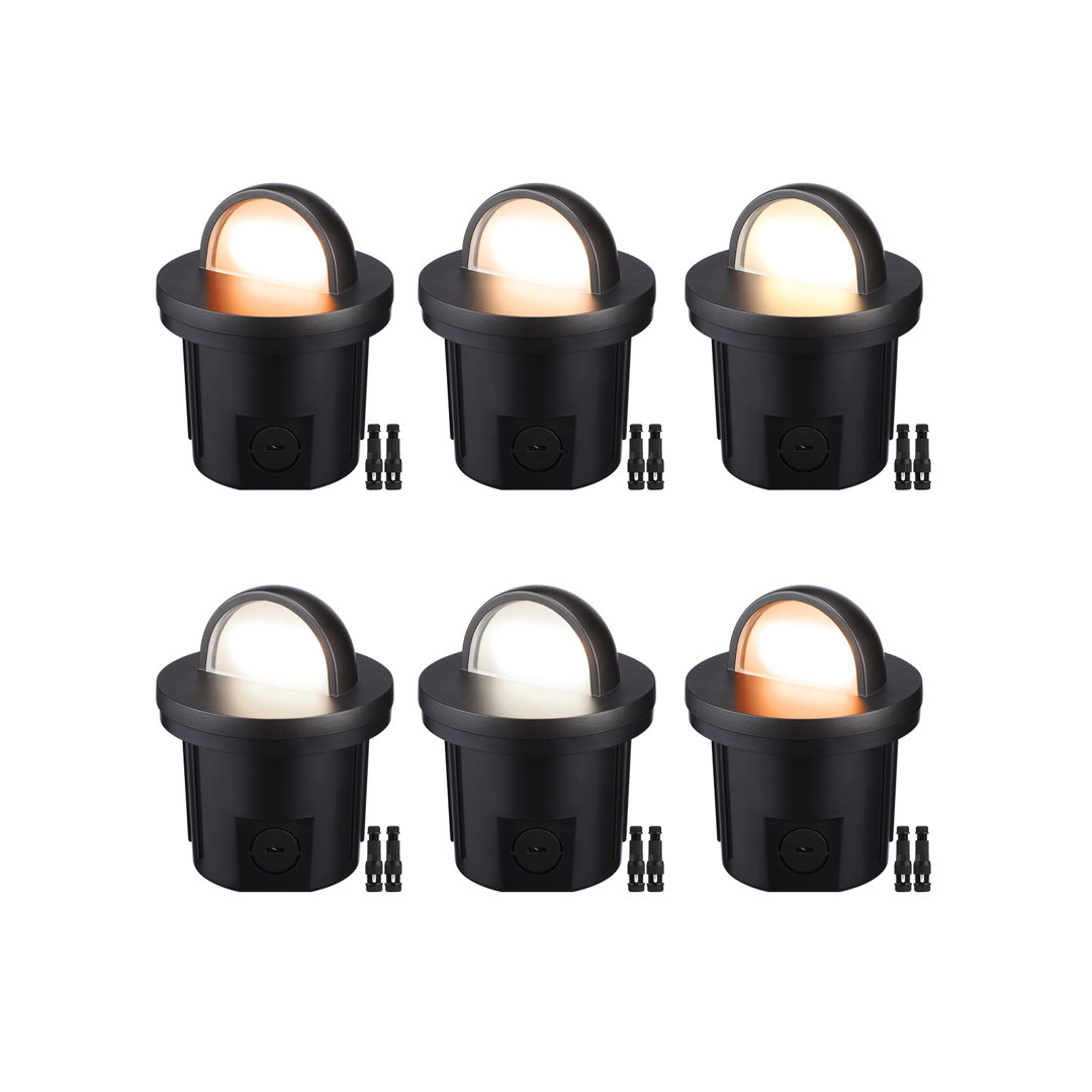 6W LED Well Light, 12-24V Low Voltage Flat Top In-Ground Lighting, UL Listed Cable, IP67 Waterproof (Set of 6) LEDVANS