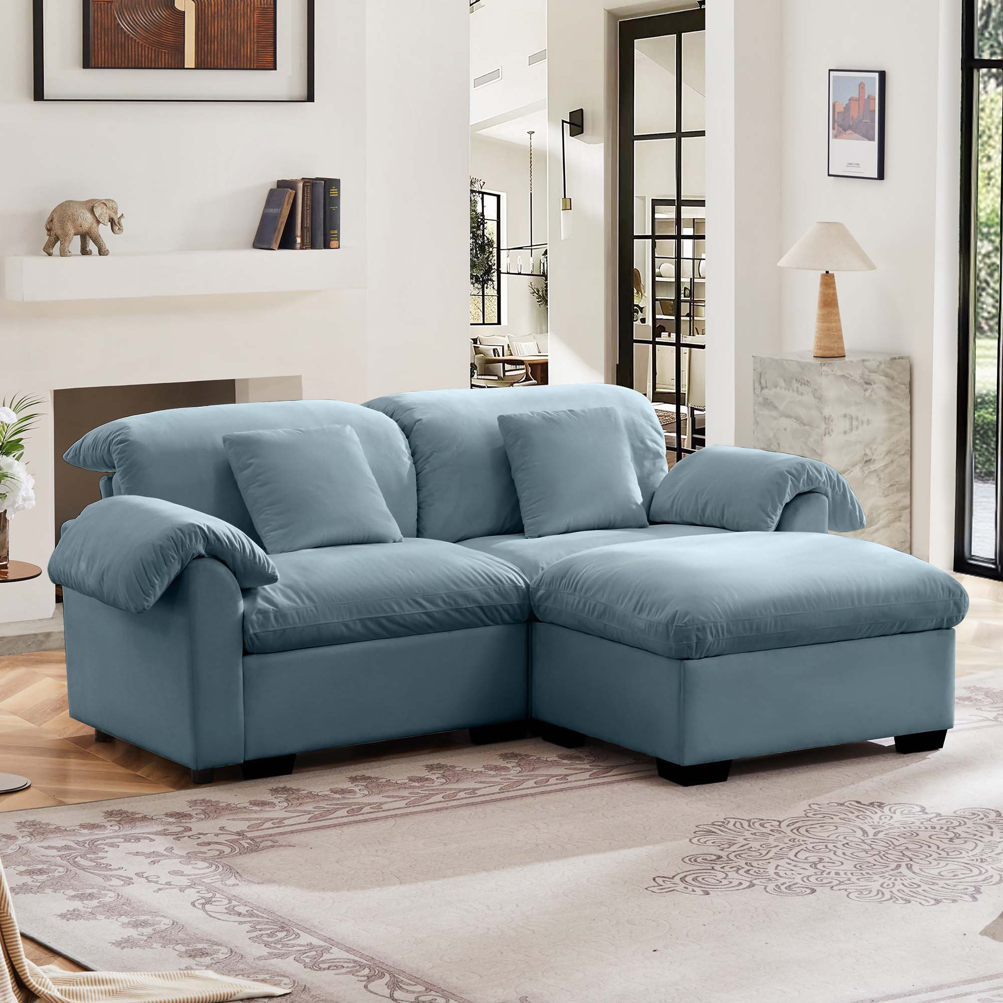 Latitude Run® Modular Sectional Sofa with Storage Reversible Ottoman ...