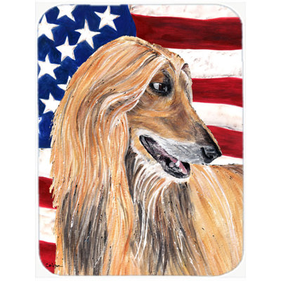 Planche à découper en verre American Flag patriotique afghan Hound USA