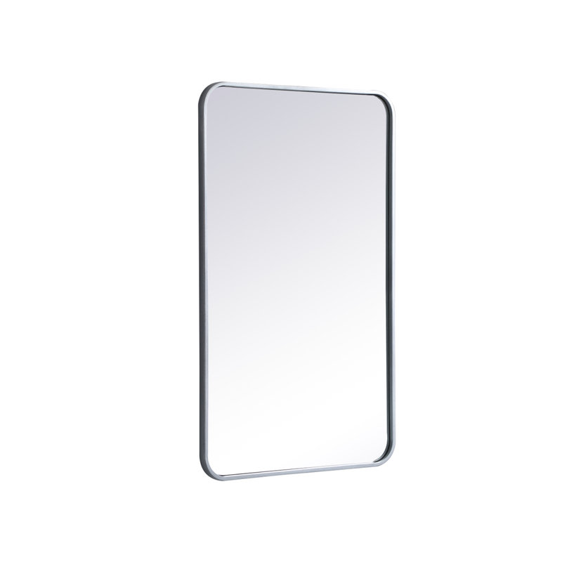 Sabine Metal Rounded Rectangle Wall Mirror, Silver, 36" x 22"
