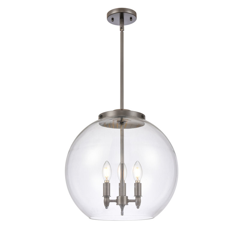 Luminaire suspendu sphère 3 lumières Ralph, H 16,38 po x l 15,75 po x P 15,75 po, Clair, Bronze frotté à l'huile
