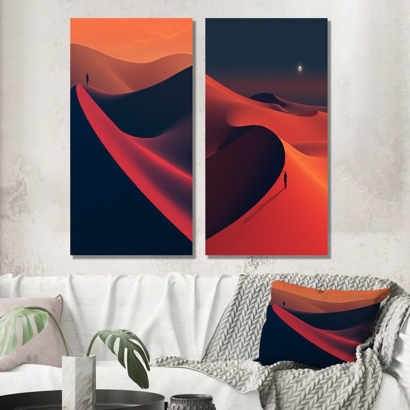 Désert aride horizon sur Mars planète I - ensemble de 2 décorations murales désert, H 32 po x l 33 po, Toile tendue