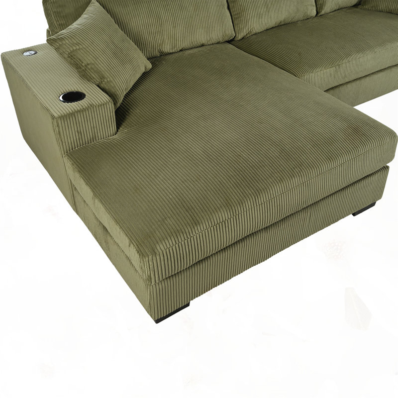 Grand canapé modulaire avec coussins épais, Vert