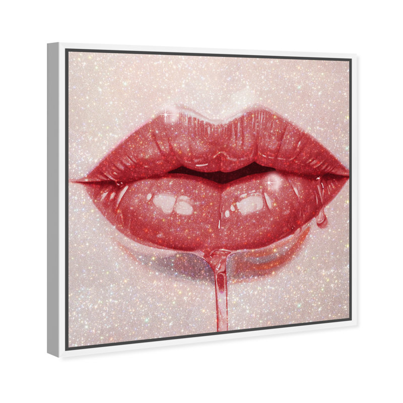 Lux Kiss Burnt Canvas Fashion Print by Oliver Gal, 13"H x 13"W, White Frame