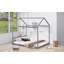 Grand lit maison en bois avec tête de lit, gris-31180847