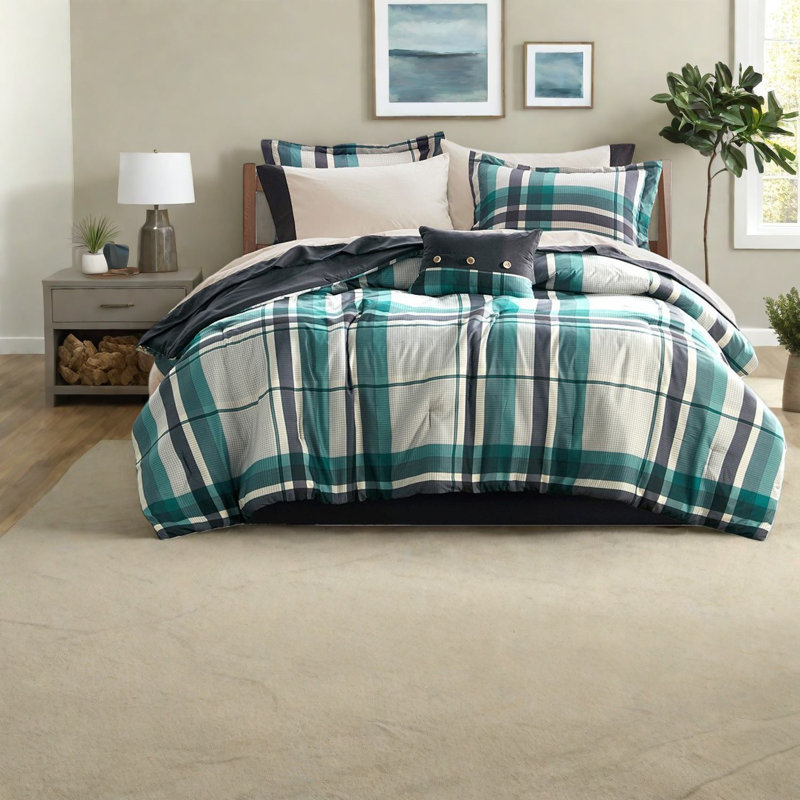 Ensembles de literie double confortables, luxueux en microfibre, style maison écossais classique