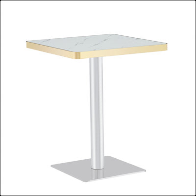 Table bistro carrée 24 "avec plateau en faux marbre noir