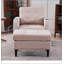 Beige Upholstered Armchair and Storage Ottoman Set - Comfortable Single Sofa