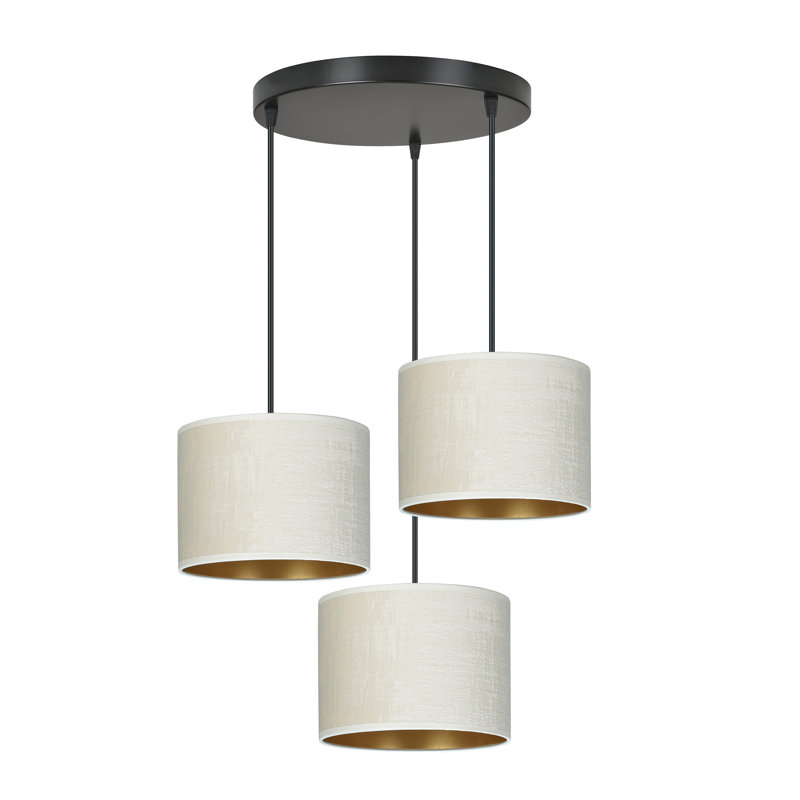 Eamie 3 - Light Black Cluster Pendant, White