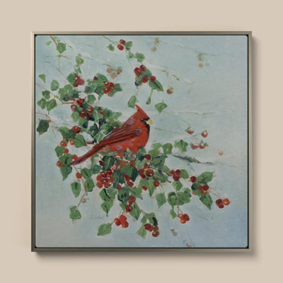 Cardinal aux baies de Noël I par Sally Swatland - Graphisme sur toile