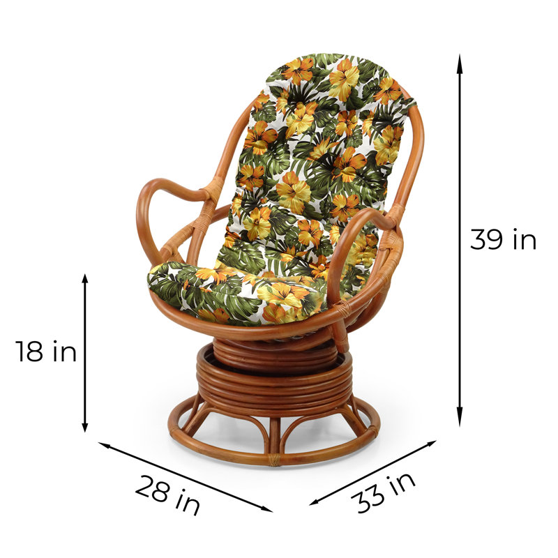 Chaise berçante Alliana, Velours à motif floral, Marron clair