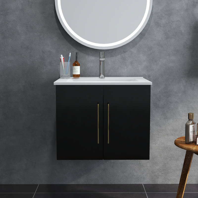 Ensemble de meuble-lavabo mural moderne avec lavabo Modern, Noir