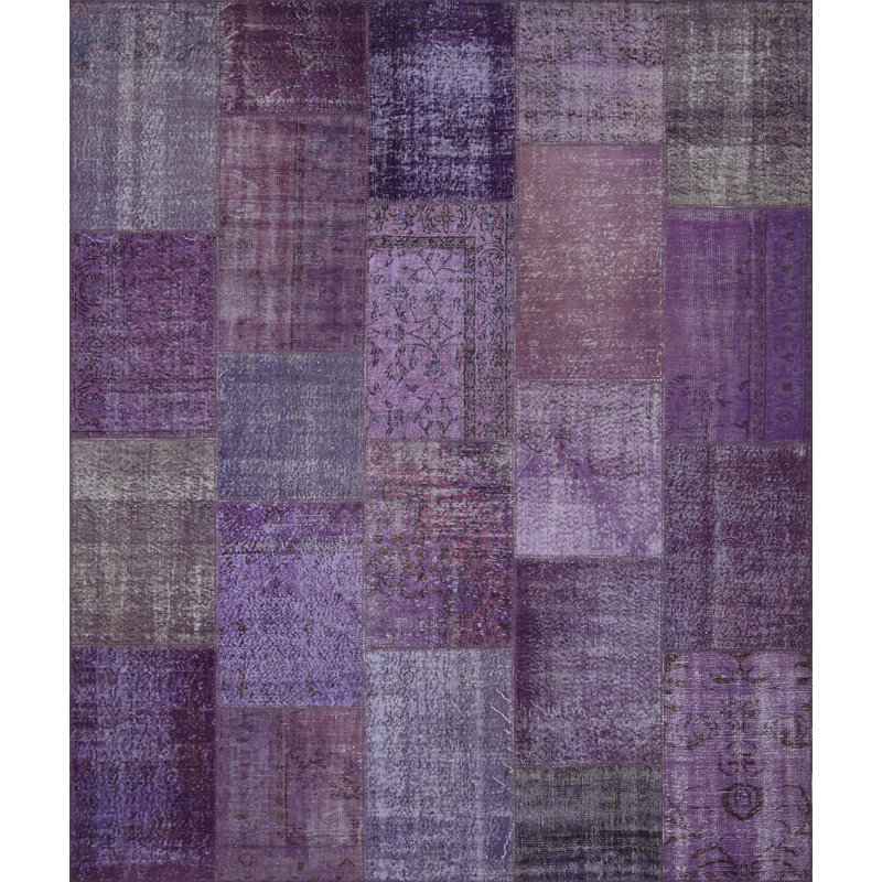 Tapis mauve en laine / coton Eleanne, Tapis de couloir 2 pi 7 po x 8 pi 2 po