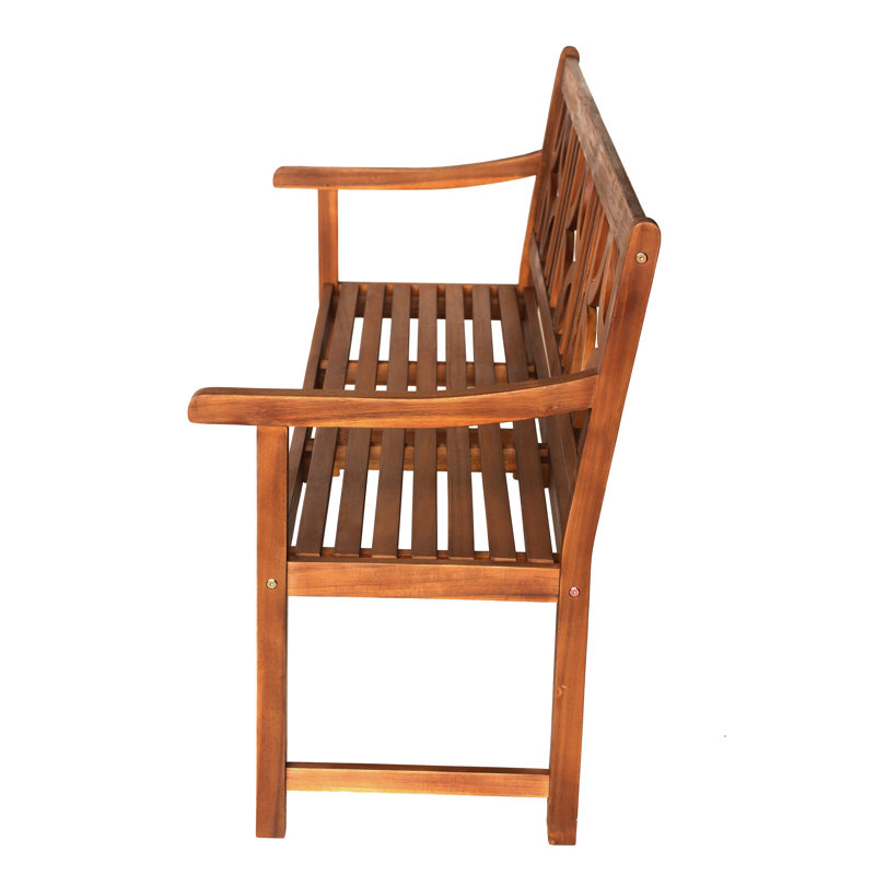 Sloane Teak Acacia Wood 3-Seat Diamond-Back Outdoor Garden Bench