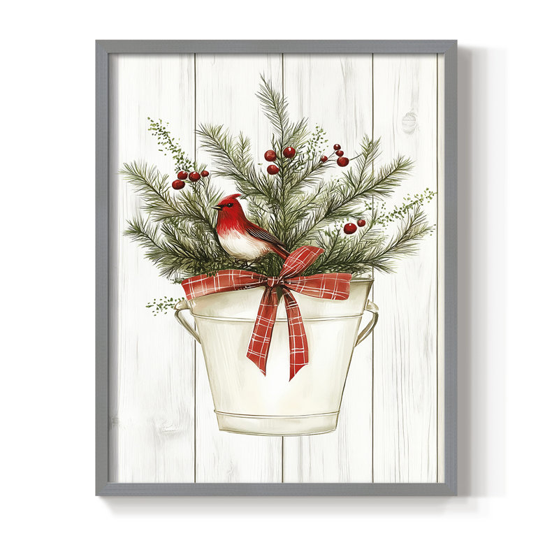 «Christmas Holiday Art», reproduction encadrée Lxxv - bois massif, Gris, H 15 po x l 12 po